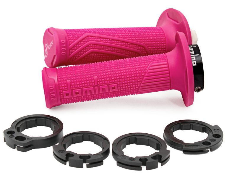 Gripy LOCK-ON D100 (offroad) dĺžka 125/130 mm (4 vačky), DOMINO (ružové)