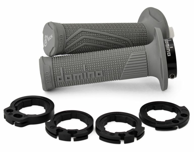 Gripy LOCK-ON D100 (offroad) dĺžka 125/130 mm (4 vačky), DOMINO (šedé)