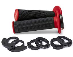 Gripy LOCK-ON D100 (offroad) dĺžka 125/130 mm (6 vaček), DOMINO (čierno-červené)