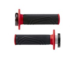 Gripy LOCK-ON D100 (offroad) dĺžka 125/130 mm (6 vaček), DOMINO (čierno-červené)