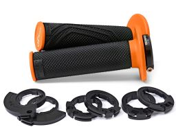 Gripy LOCK-ON D100 (offroad) dĺžka 125/130 mm (6 vaček), DOMINO (čierno-oranžové)