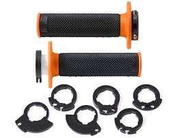 Gripy LOCK-ON D100 (offroad) dĺžka 125/130 mm (6 vaček), DOMINO (čierno-oranžové)