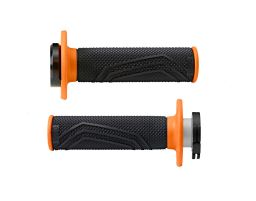Gripy LOCK-ON D100 (offroad) dĺžka 125/130 mm (6 vaček), DOMINO (čierno-oranžové)