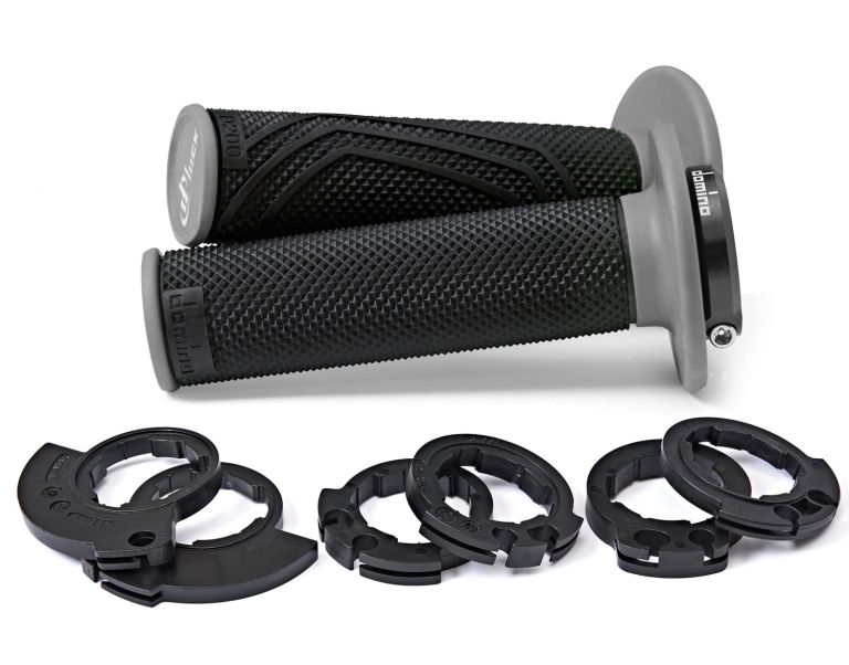 Gripy LOCK-ON D100 (offroad) dĺžka 125/130 mm (6 vaček), DOMINO (čierno-šedé)