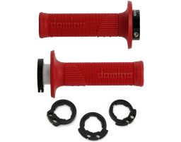 Gripy LOCK-ON D100 (offroad) dĺžka 125/130 mm (4 vačky), DOMINO (červené)