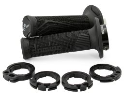 Gripy LOCK-ON D100 (offroad) dĺžka 125/130 mm (4 vačky), DOMINO (čierne)