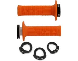 Gripy LOCK-ON D100 (offroad) dĺžka 125/130 mm (4 vačky), DOMINO (oranžové)
