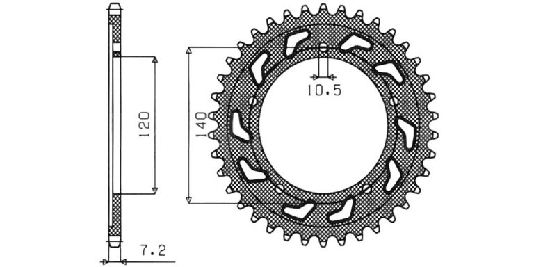 Oceľová rozeta pre sekundárne reťaze typu 525, SUNSTAR (45 zubov)
