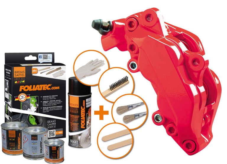 FOLIATEC dvousložková barva na brzdy, barva: červená neonová