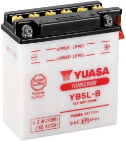Motobatérie 12V, YB5L-B, 5,3Ah, 60A, konvenčné YUMICRON 121x61x131, YUASA originál (vr. balenie elektrolytu)