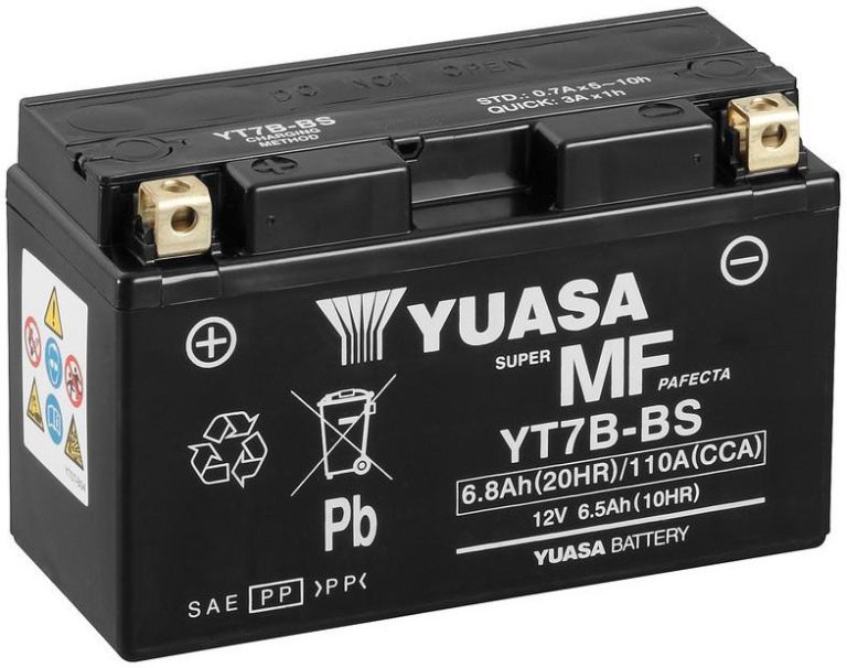 Motobatérie 12V, YT7B-BS, 6,8Ah, 110A, bezúdržbová MF AGM 150x65x93, YUASA originál (vr. balenie elektrolytu)