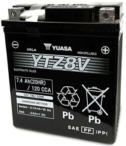 Motobatérie 12V, YTZ8V, 7,4Ah, 120A, bezúdržbová SUPER MF AGM 113x70x130, YUASA originál (aktivovaná ve výrobe)