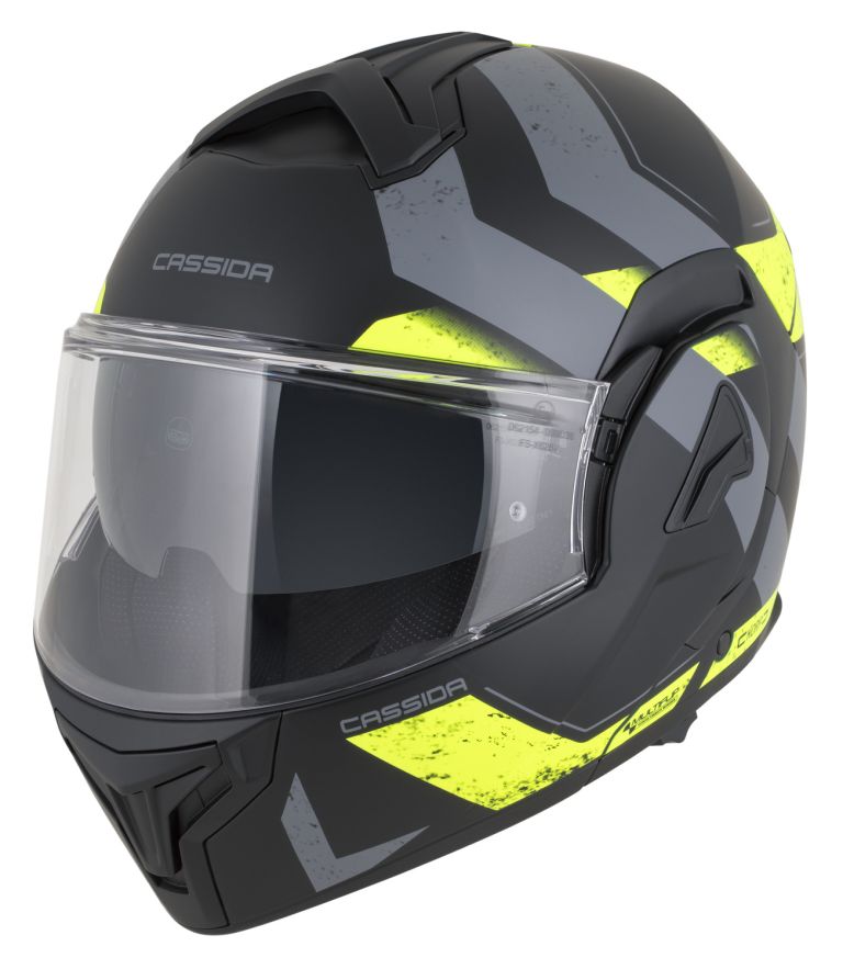 Přilba MultiFlip Korp, CASSIDA (černá matná/žlutá fluo/šedá) 2026