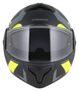Přilba MultiFlip Korp, CASSIDA (černá matná/žlutá fluo/šedá) 2026