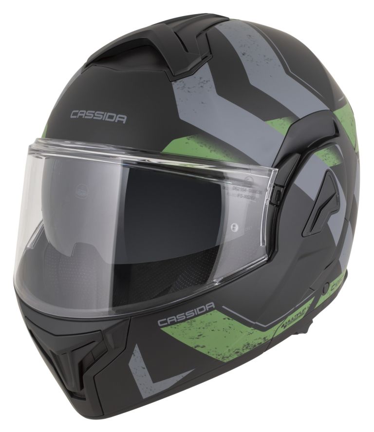 Přilba MultiFlip Korp, CASSIDA (černá matná/zelená/šedá) 2026