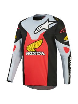 Dres RACER VEIL HONDA kolekce, ALPINESTARS (černá/šedá/červená/žlutá) 2026