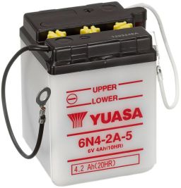 Motobatérie 6V, 6N4-2A-5, 4,2Ah, konvenčné 71x71x96, YUASA originál (suchá-nenaplněná, bez elektrolytu)