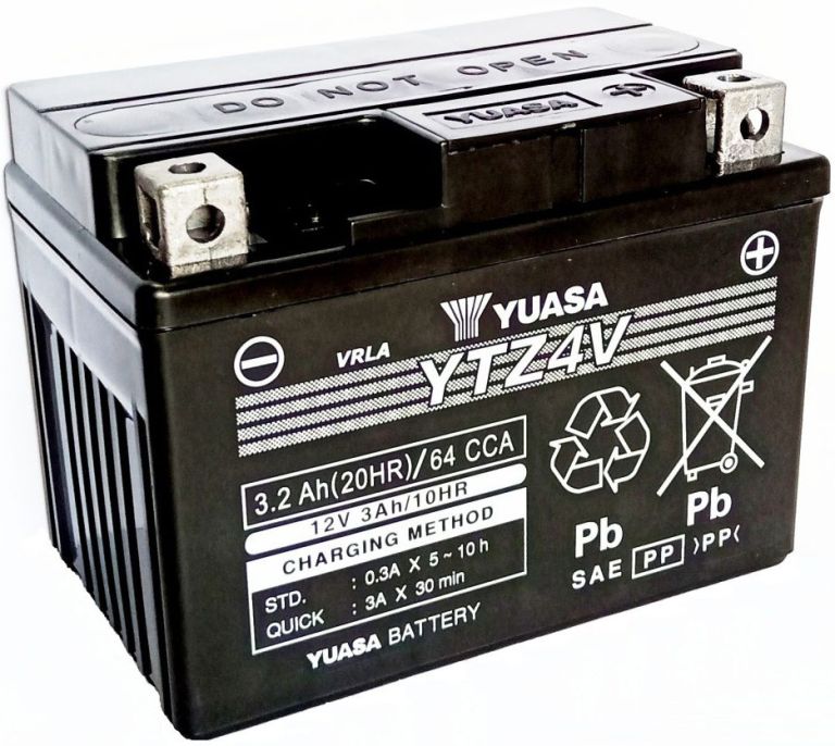 Motobatérie 12V, YTZ4V, 3,2Ah, 64A, bezúdržbová SUPER MF AGM 113x70x85, YUASA originál (vr. balenie elektrolytu)