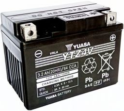 Motobatérie 12V, YTZ4V, 3,2Ah, 64A, bezúdržbová SUPER MF AGM 113x70x85, YUASA originál (vr. balenie elektrolytu)