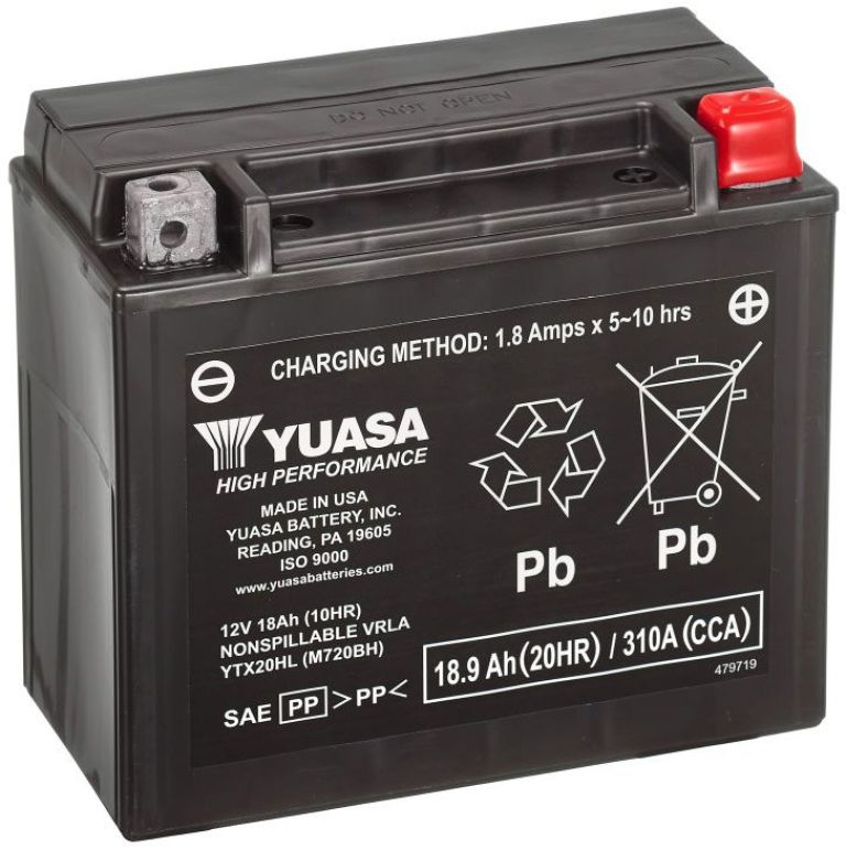 Motobatérie 12V, YTX20HL, 18,9Ah, 310A, bezúdržbová SUPER MF AGM 175x87x155, YUASA originál (aktivovaná ve výrobe)