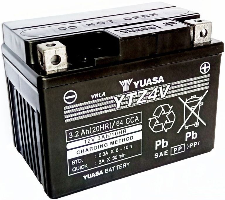 Motobatérie 12V, YTZ4V, 3,2Ah, 64A, bezúdržbová SUPER MF AGM 113x70x85, YUASA originál (aktivovaná ve výrobe)