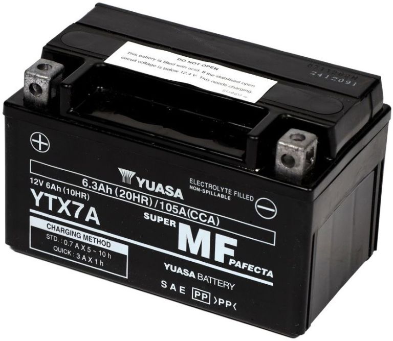 Motobatérie 12V, YTX7A, 6,3Ah, 105A, bezúdržbová SUPER MF AGM 150x87x93, YUASA originál (aktivovaná ve výrobe)