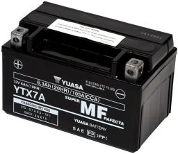 Motobatérie 12V, YTX7A, 6,3Ah, 105A, bezúdržbová SUPER MF AGM 150x87x93, YUASA originál (aktivovaná ve výrobe)