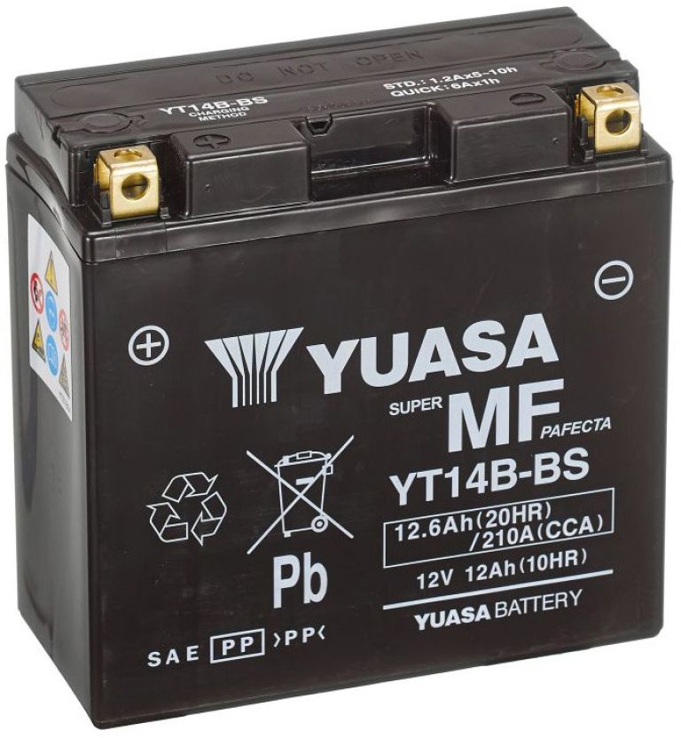 Motobatérie 12V, YT14B, 12,6Ah, 210A, bezúdržbová MF AGM 150x70x145, YUASA originál (aktivovaná ve výrobe)