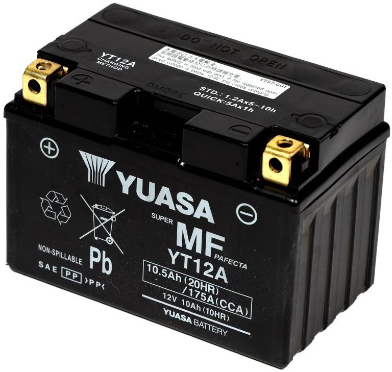 Motobatérie 12V, YT12A, 10,5Ah, 175A, bezúdržbová MF AGM 150x87x105, YUASA originál (aktivovaná ve výrobe)