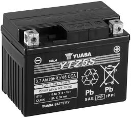 Motobatérie 12V, YTZ5S, 3,7Ah, 65A, bezúdržbová SUPER MF AGM 115x72x86, YUASA originál (vr. balenie elektrolytu)