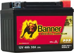 Baterie AGM plus 12V, BGB4L-B, 4Ah, 50A, BANNER Bike Bull AGM PLUS 120x70x91