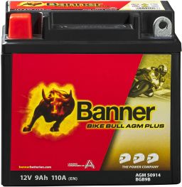 Baterie AGM plus 12V, BGB9B, 9Ah, 110A, BANNER Bike Bull AGM PLUS 135x75x138