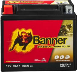 Baterie AGM plus 12V, BGTX12-4, 10Ah, 165A, BANNER Bike Bull AGM PLUS 150x87x130