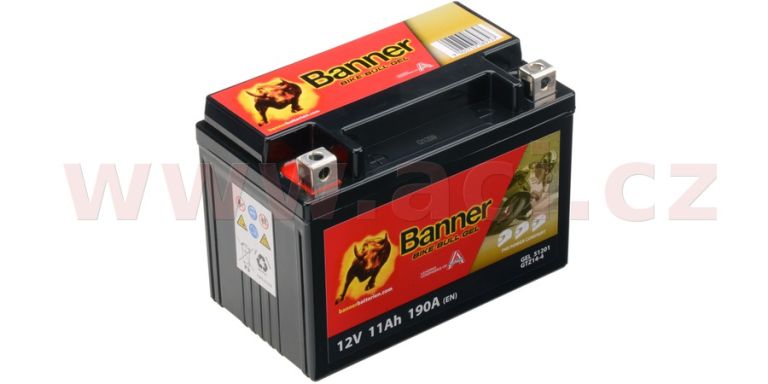 Baterie AGM plus 12V, BGTZ14-S, 11,2Ah, 210A, BANNER Bike Bull AGM PLUS 150x87x110
