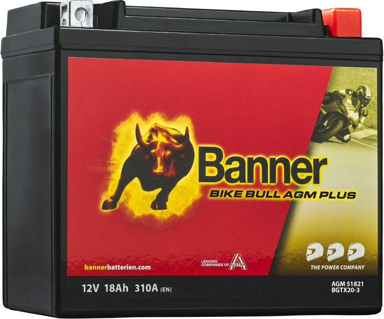 Baterie AGM plus 12V, BGTX20-3, 18Ah, 310A, BANNER Bike Bull AGM PLUS 175x87x155
