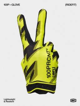 Rukavice RIDEFIT, 100% - USA (fluo žlutá/černá)