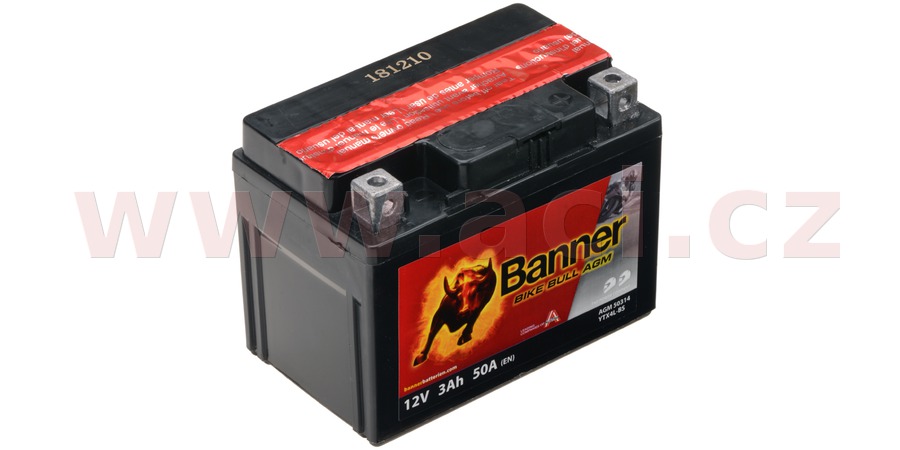 Baterie 12V, YTX4L-BS/YTZ5S-BS, 3Ah, 50A, BANNER Bike Bull AGM 114x71x86