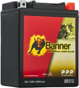 Baterie AGM plus 12V, BGB14L-A2, 12Ah, 200A, BANNER Bike Bull AGM PLUS 134x89x166
