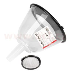 Plastový trychtýř s filtrem a polovičním víčkem, průměr 13,5 cm
