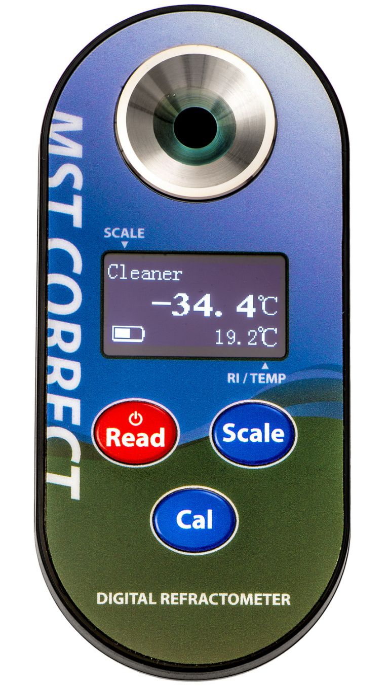 Elektronický refraktometr (pro elektrolyt, chladící kapalinu, kapalinu ostřikovačů)