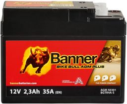 Baterie AGM plus 12V, BGTR4A-S, 2,3Ah, 35A, BANNER Bike Bull AGM PLUS 112x48x85