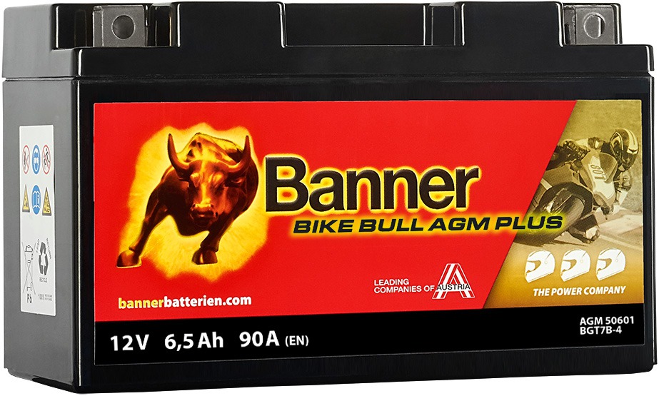Baterie AGM plus 12V, BGT7B-4, 6,5Ah, 90A, BANNER Bike Bull AGM PLUS 150x65x93