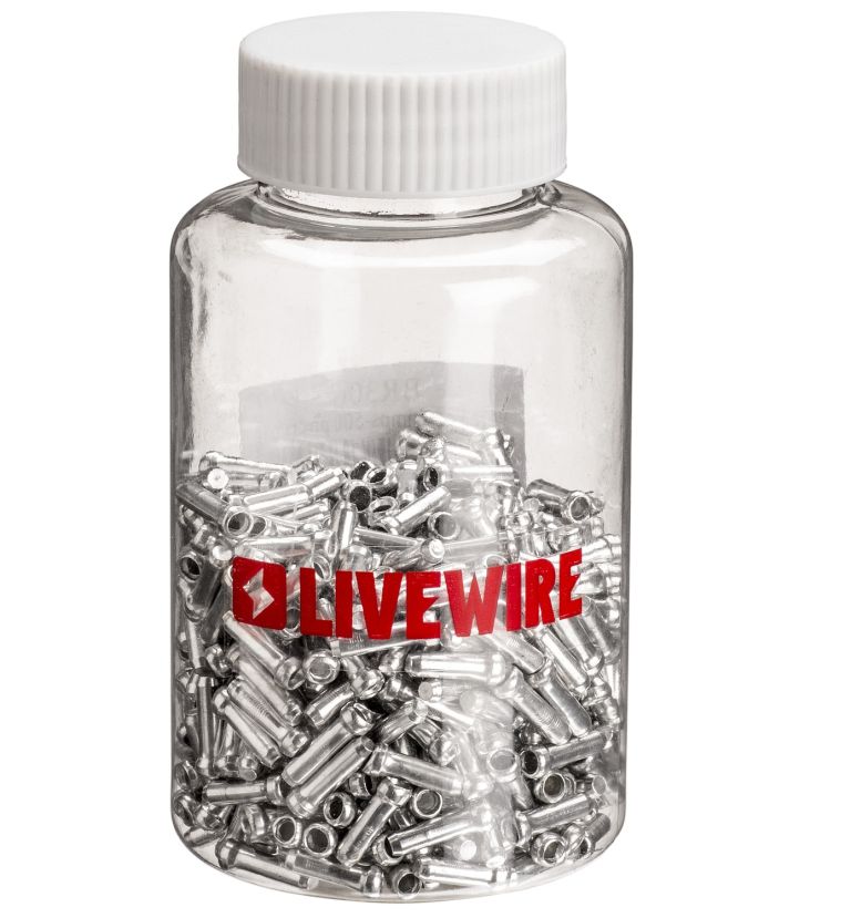Slitinové koncovky drátů/lanek LIVEWIRE, OXFORD (ALU bez povrchové úpravy, obchodní balení 500 ks)