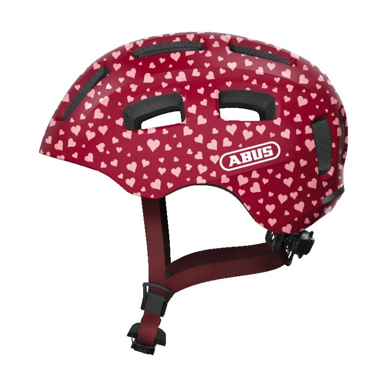 Cyklo přilba se světlem YOUN-I 2.0 cherry heart, ABUS, dětská (červená)