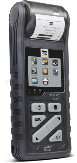 Tester bateriíí, napětí, proud, dobíjení, 6/12/24 V, 7 - 240 Ah, s tiskárnou GYS PBT720, menu v češtině