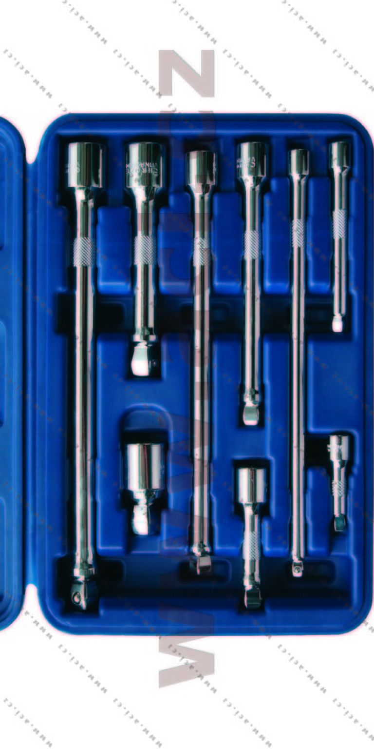 Sada prodlužovacích nástavců s kloubem 1/4", 3/8", 1/2", vychýlení o 15°, 9 ks