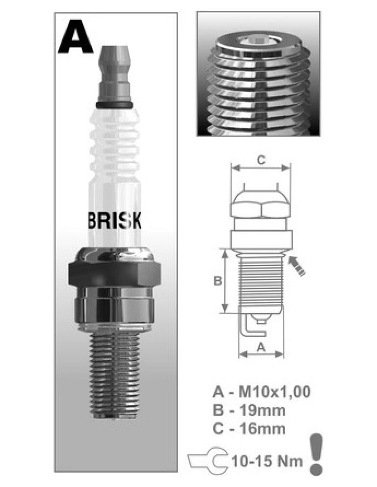 Zapaľovacie sviečka AR08GS rad Turbo Racing, BRISK - Česká Republika