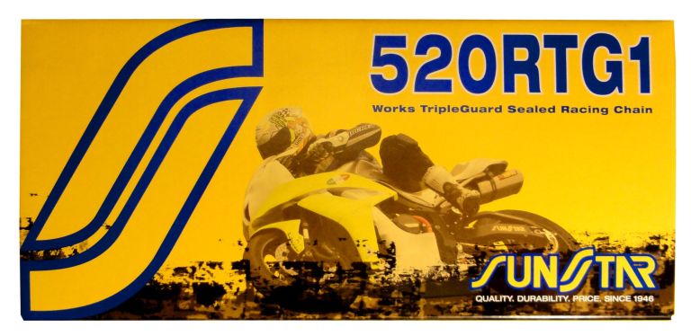 Reťaz 520RTG1, SUNSTAR (x-kroužek, farba zlatá, 98 článkov)