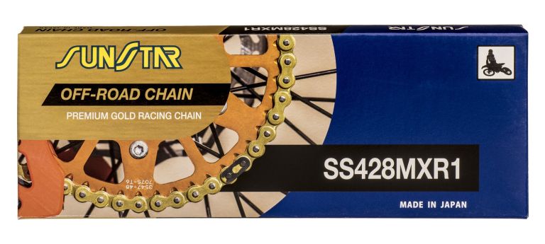 Reťaz 428MXR1, SUNSTAR (bezkroužek, farba zlatá, 124 článkov)