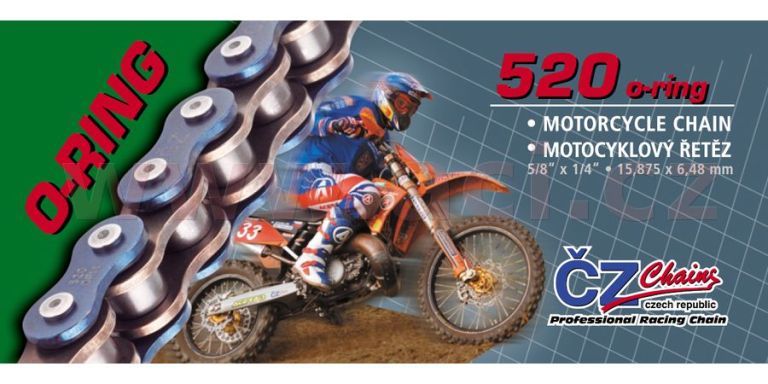 Reťaz 520ORM, ČZ - ČR (farba čierna, 114 článkov vr. rozpojovacie spojky CLIP)